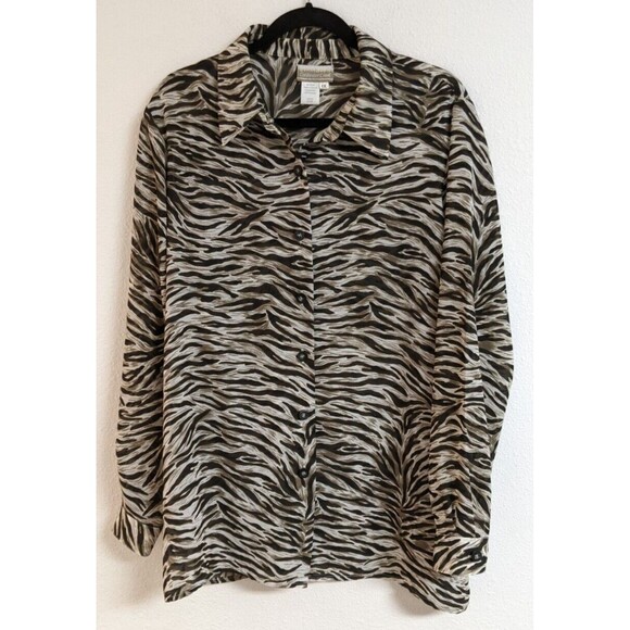 Women's COLDWATER CREEK Animal Print Long Sleeve Button-Up Blouse 1X - Picture 1 of 12